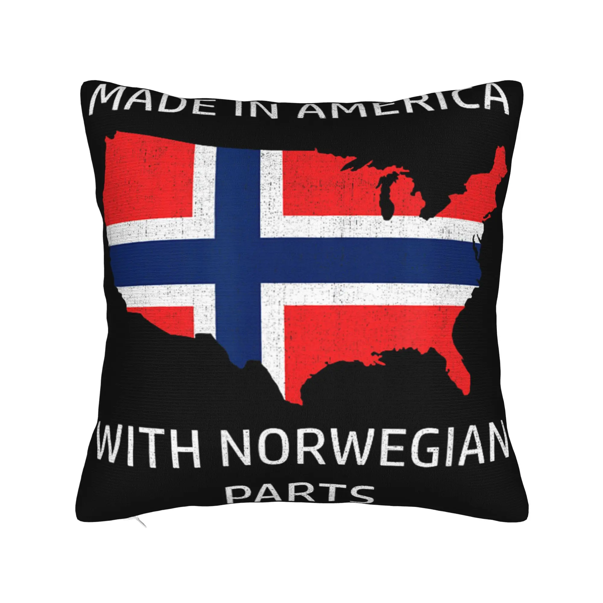 Made in America with Norwegian Parts  Norway and USA Pride Pillow Cover Pillow Case For Office Car Home Decor Pillowcases