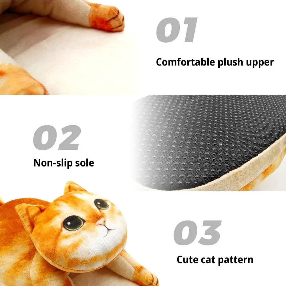Leopard Cat EVA Cat Hugging Slippers Thick Sole Creative Kitty Slippers Cozy Animal Winter Fluffy Slides Bedroom