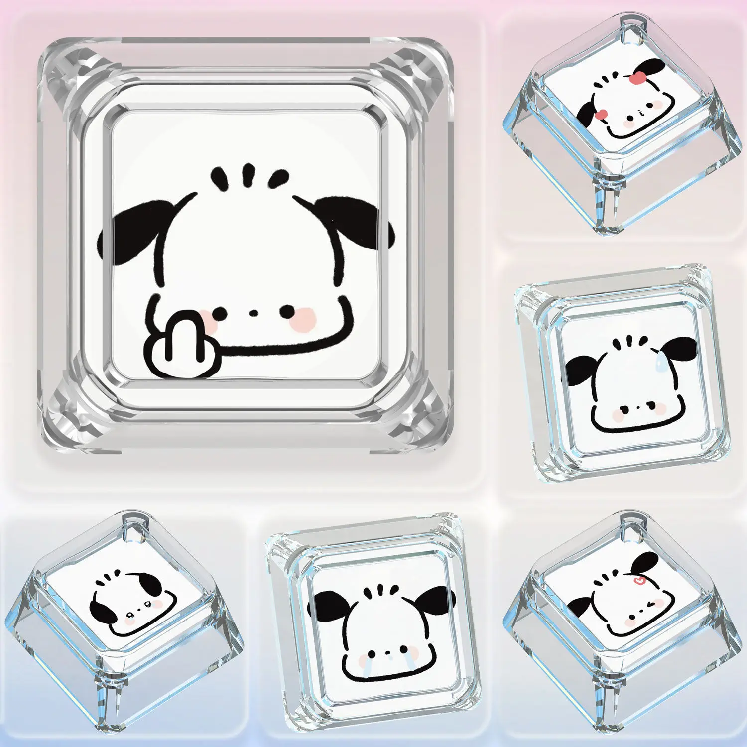 New Sanrio Pochacco Mechanical Keyboard Personalized Keycaps Cross Axis Body Cute Keyboard Cap Transparent Keycaps Gifts Toys