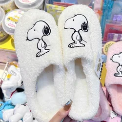 Miniso Snoopy Plush Cotton Slippers Home Shoes Winter Kawaii Cute Thick Soft Indoor Anti-skid Warm Birthday Gift For Girlfriend