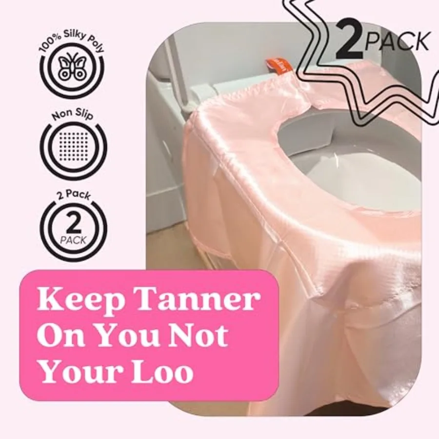 Tan Fan Housse de siège de toilette auto-bronzante 100 Poly soyeux résistant aux taches Protege votre chaux des taches auto-bronzantes Grande taille pour tous