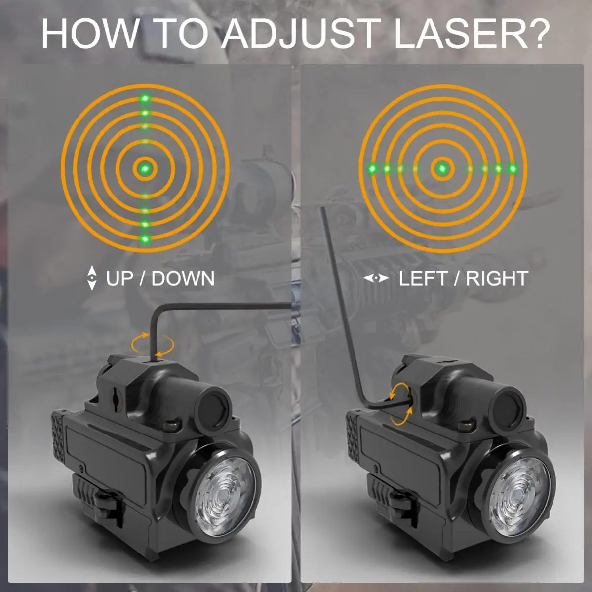 Linterna táctica recargable para pistola, minilinterna de 800 lúmenes, 20MM de ancho, riel Picatinny, 3 modos, luz de Flash LED impermeable