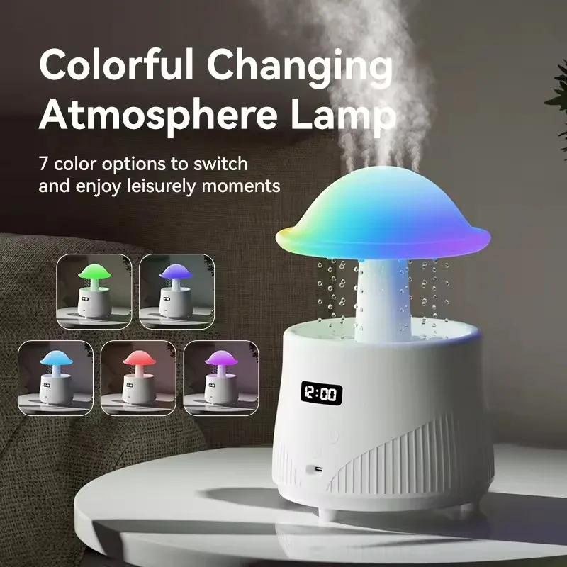 

Увлажнитель воздуха 3 в 1, диффузор эфирного масла и Bluetooth-динамик, светодиодный ночник, меняющий цвет, с цифровыми часами для дома