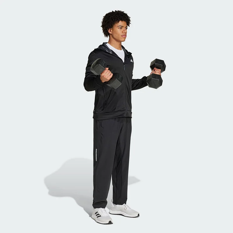 

Adidas Official Genuine Mens Woven Pants AEROREADY Breathable Drawstring Waist Sport Casual Trousers Black IW8385