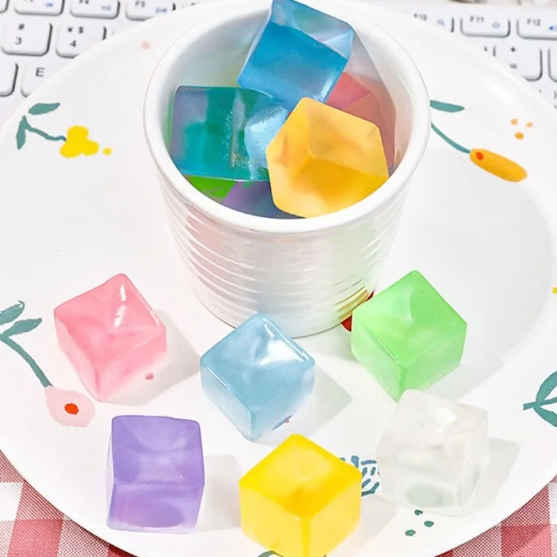 1 pçs mini cubo de gelo brinquedo fidget forma quadrada mole bola estresse espremer brinquedos alívio do estresse brinquedo sensorial para crianças adultos presentes