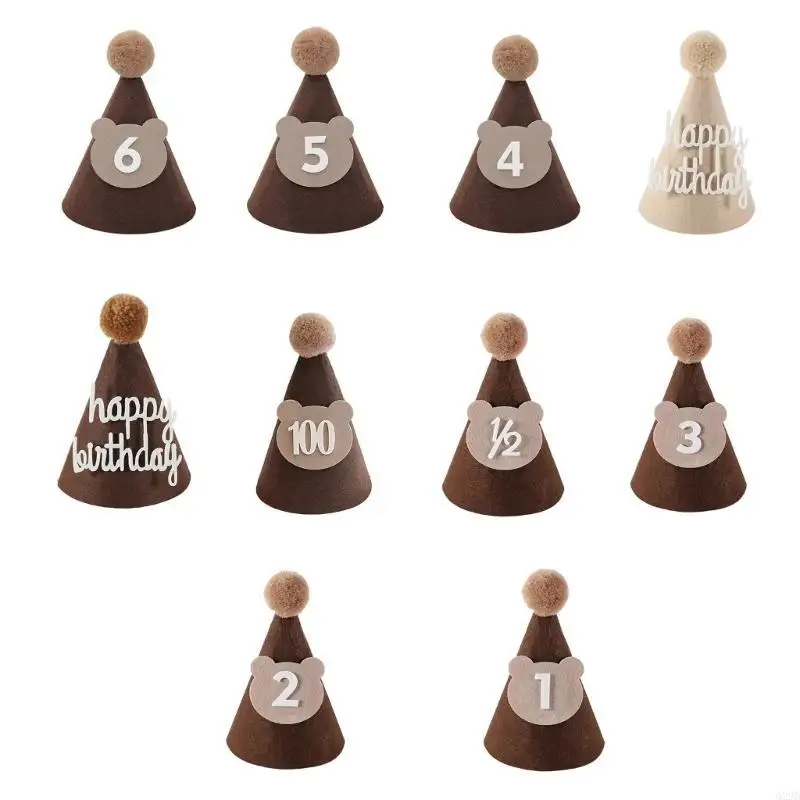 

Q22D Baby Birthday Hat Shower Party Decorations Brown Coffee Bear Hats Photo Props
