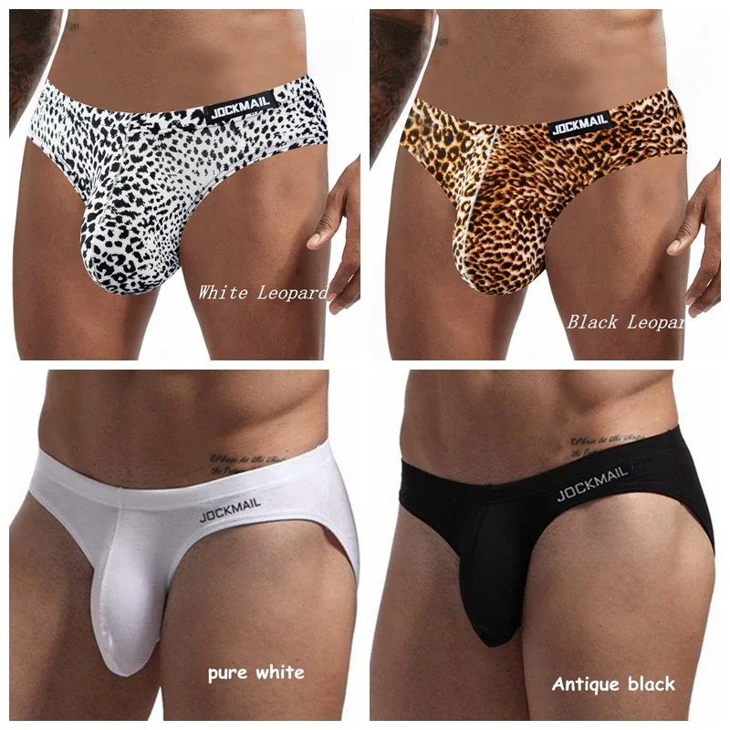 Jockmail New Men Boy Male Leopard Briefs Bikini Big Pouch Panties Men\'s Trunks Men\'s Underwear Beachwear Shortstrunk Underpants