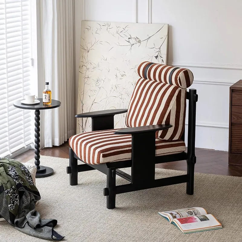 TT الفرنسية خمر الخشب الصلب النسيج كرسي أريكة واحد غرفة المعيشة شرفة أريكة استرخاء كرسي خلفي