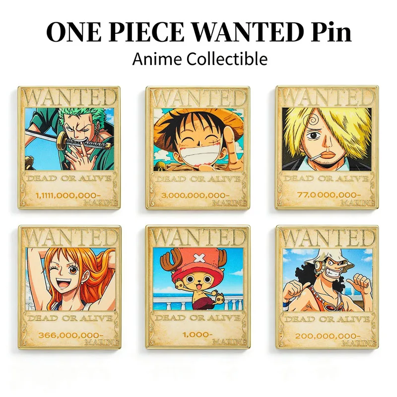 Wanted Poster Metal Enamel Brooch, Character Lapel Badge,DIY Clothing Decor Pin, Handmade Accessory for Garment & Bag Decoration