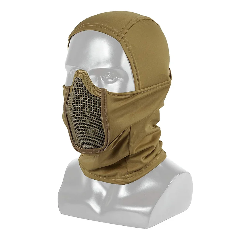 Set di equipaggiamento protettivo Airsoft maschera a rete a mezza faccia con protezione per le orecchie per bambini adulti Paintball Shooting CS