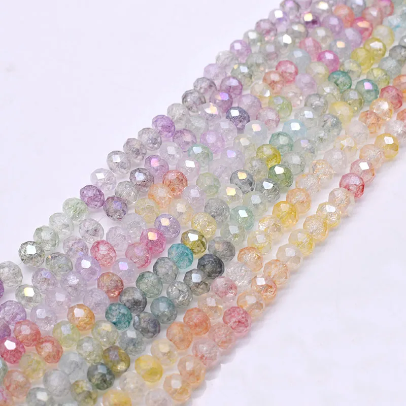 8mm Imitate Natural Stone Fragmented Floral Rondell Faceted Crystal Glass Beads for Jewelry Making DIY Candy Color Bracelet