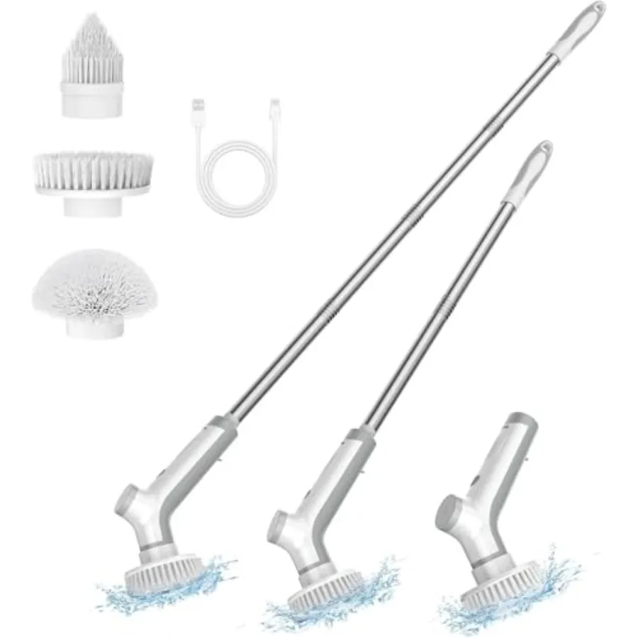 

Electric Spin Scrubber Cordless Shower Scrubber with 3 Adjustable Angle Cleaning Brush with 2 Speeds 3 Replaceable Brush Heads
