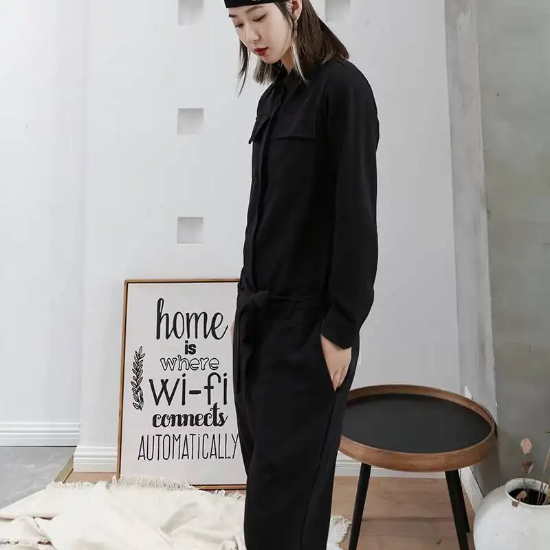 여성용 작업복 봄, 가을 새로운 야마모토 스타일 패션 트렌드 슬림 레트로 대형 멜빵