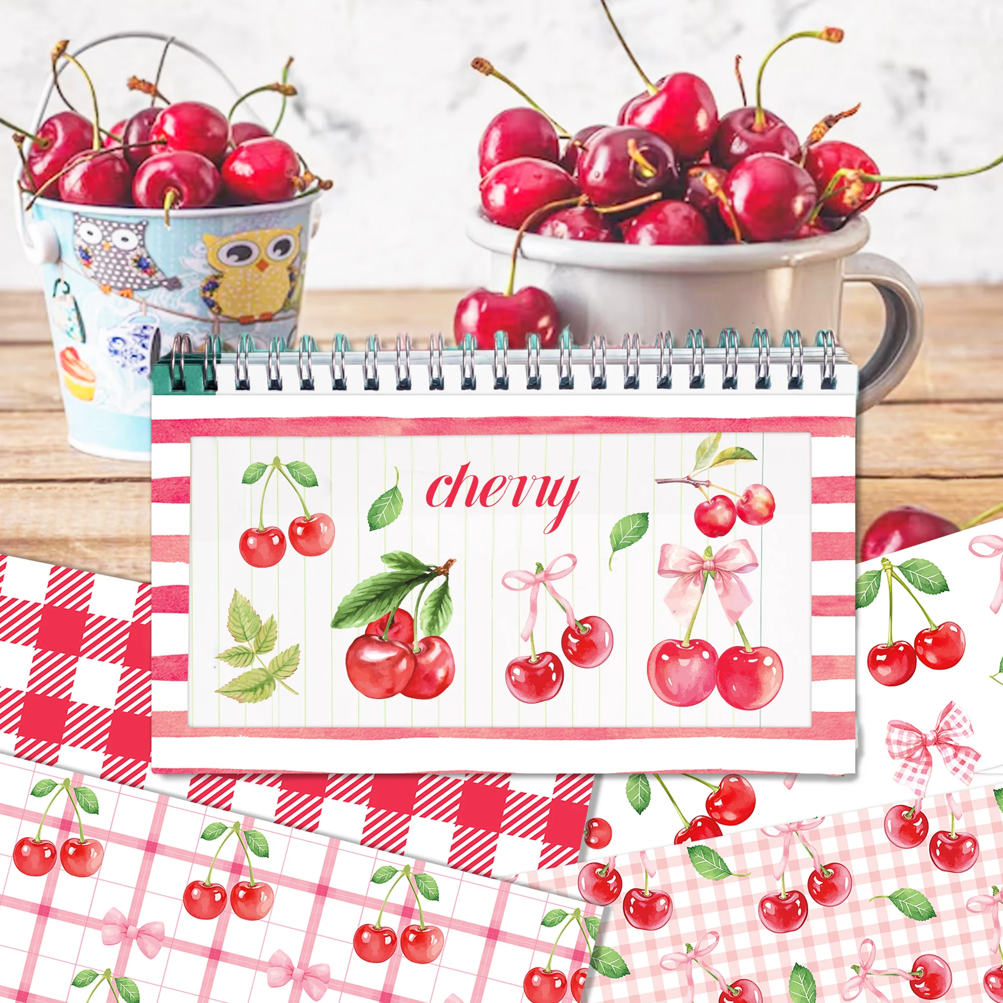 24 قطعة موضوع الكرز الوردي الحلو DIY بها بنفسك سجل القصاصات ورق الحرف الفن ورق خلفية بطاقة اوريغامي صنع ألبوم صور الديكور