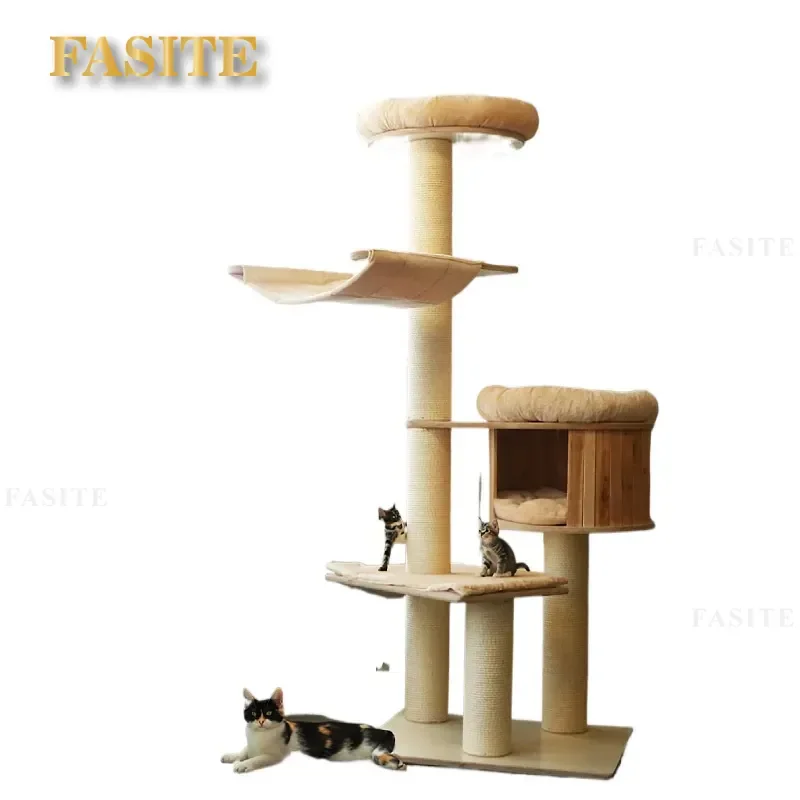 For Cat Tree Large Cat Scratching Board Shelf Nest Minimalist Multi-level Climbing Frame Furniture for Indoor Living Room