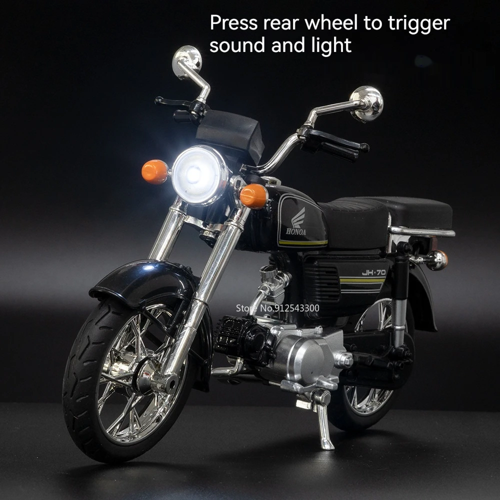 1/12 Honda JiaLing JH-70 Motorcycle Models Toys Alloy Diecast Classic Motor Shock Absorption Music Light Models for Kids Gifts