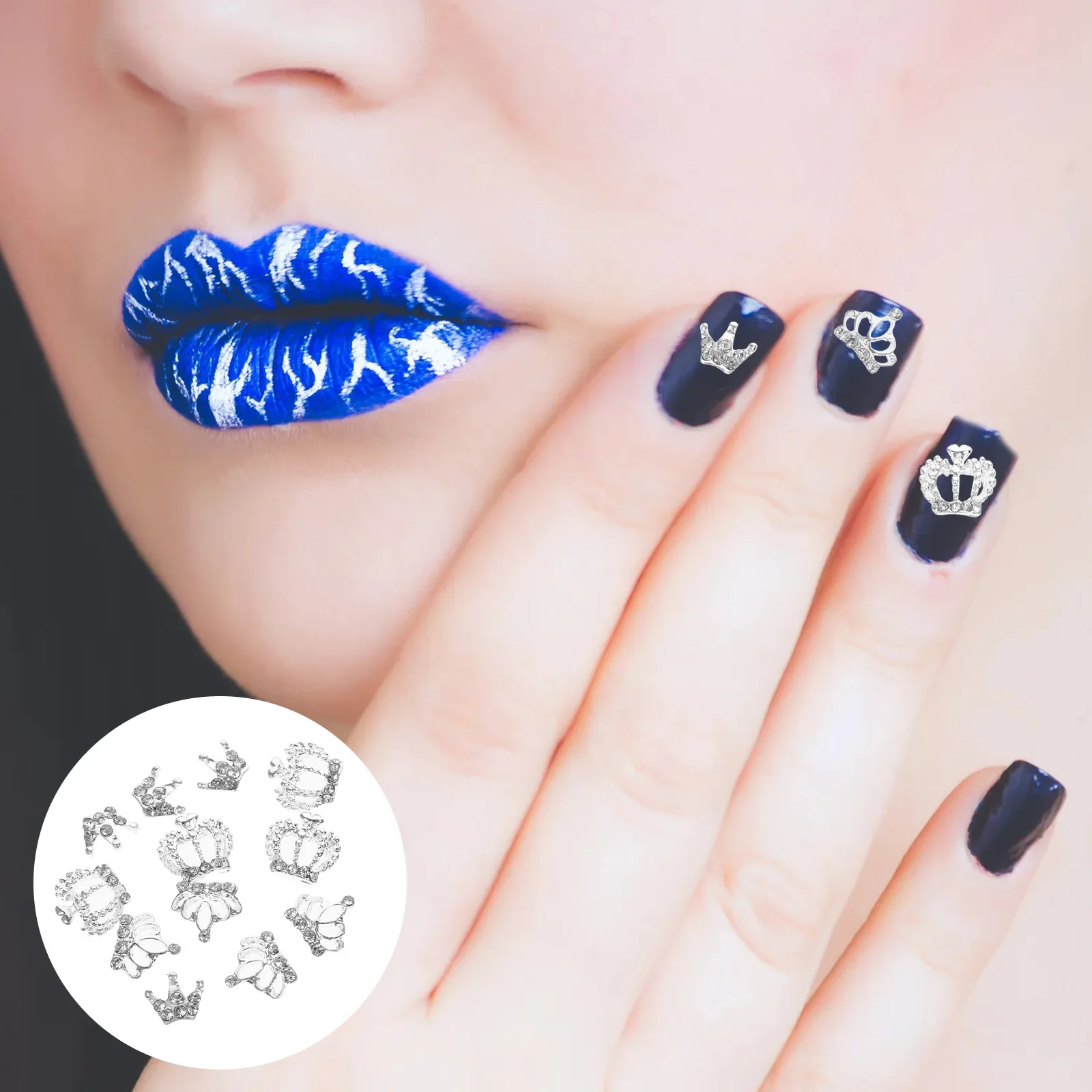 12 Uds. De tachuelas de uñas con corona 3D, decoraciones de manicura brillantes elegantes, suministros de arte DIY, tachuelas de corona para uñas, decoración de manicura