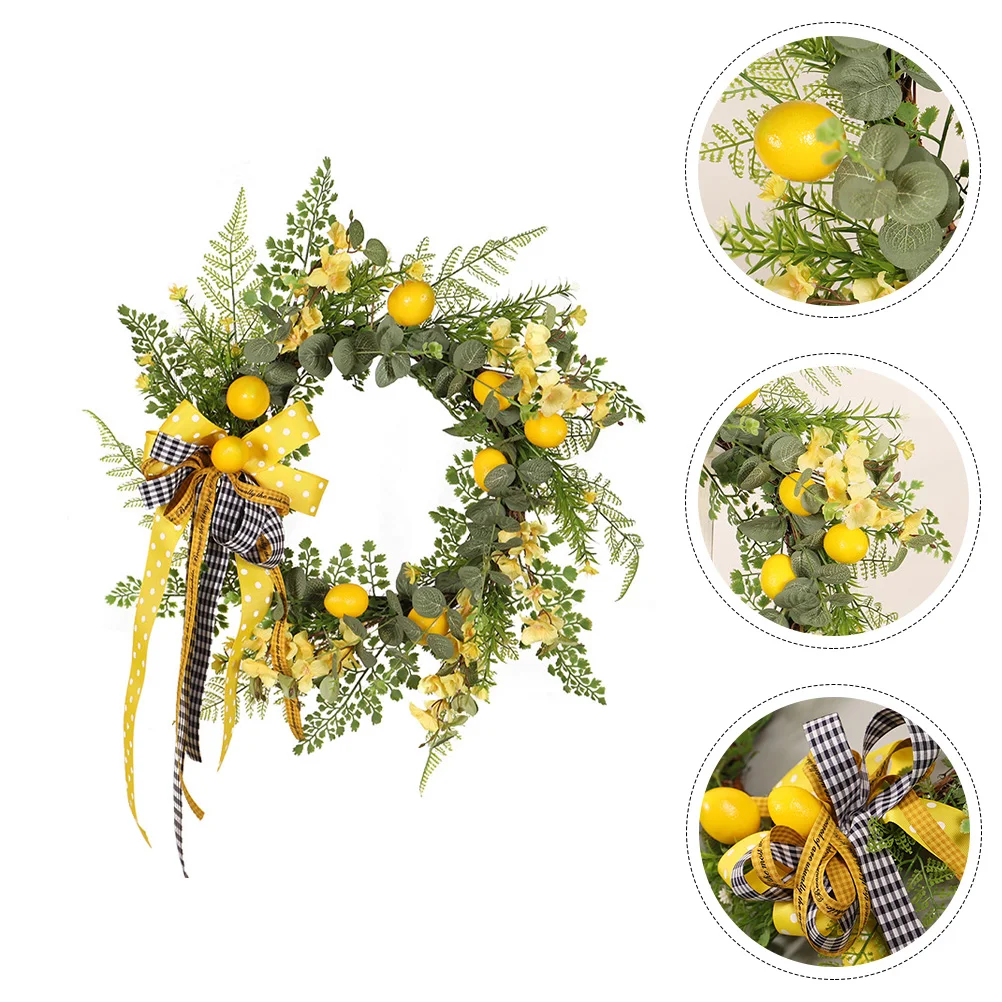 

Summer Wreath Adornment Front Door Artificial Lemon Hanging Simulation Festival Garland Decor Eucalyptus