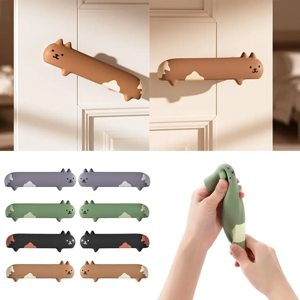 Cute Silicone Door Knob Cover Anti-collision Cold-proof Door Handle Cover Cat Shape Protective Pad Home