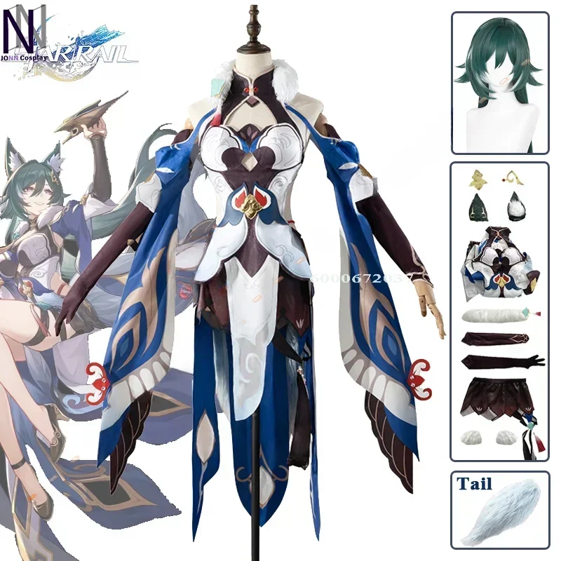 

Honkai Star Rail Game Yukong Cosplay Costume Wig Dress Tail Ears Hairpins Uniform Helm Master Xianzhou Luofu Halloween Party