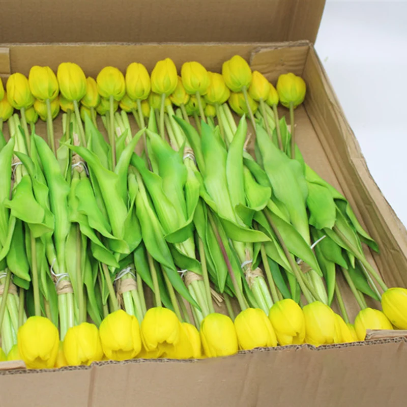 Ramo de tulipanes de silicona de lujo, flor Artificial de tacto Real, decoración del hogar, mesa de comedor, arreglo de flores, planta, 5 unidades