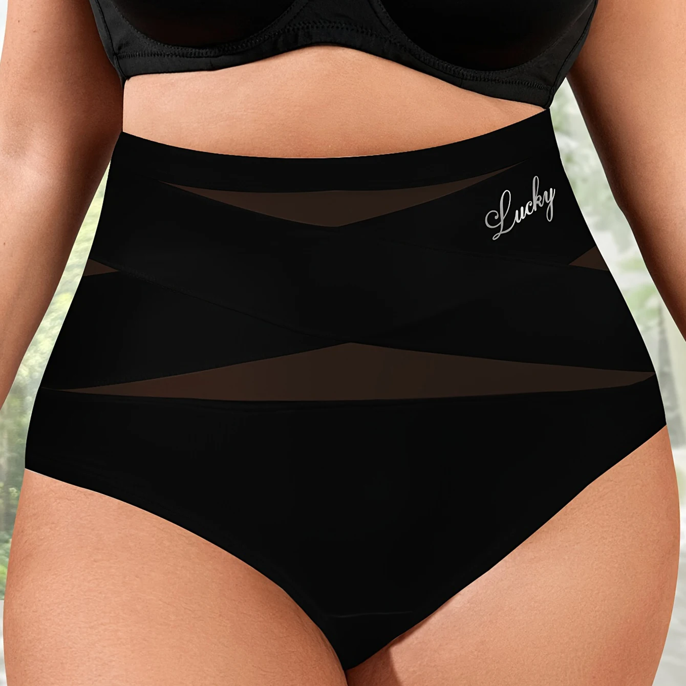 Large Size High Waist Tummy Tuck Women's Panties Sexy Mesh Cross Tummy Tuck Ice Silk Traceless Triangle Panties Hip Lift image 6