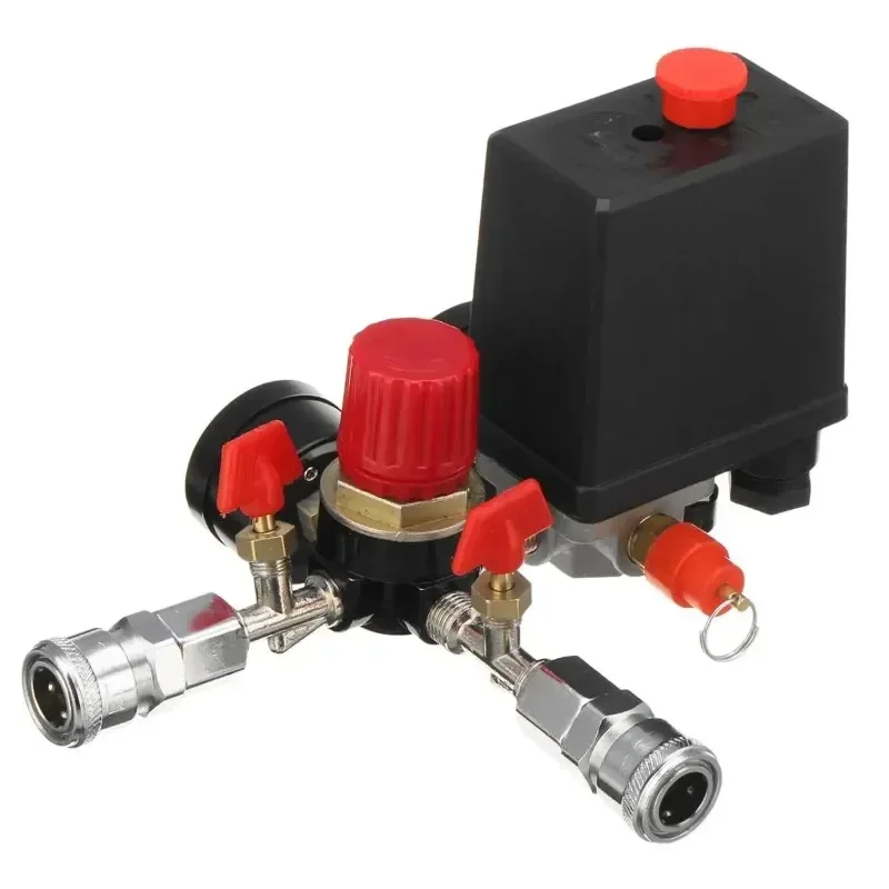 240V 120PSI Air Compressor Pump Pressure Switch Control Valve Manifold Regulator With Quick Connector Gauges 95-125 PSI