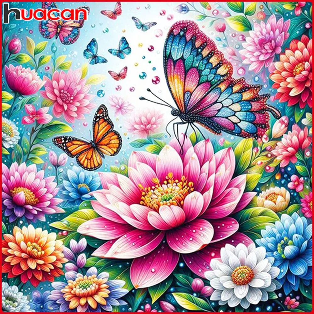 Huacan Neuheiten 2026 Diamantmalerei Lotus Schmetterling Diamant-Mosaik Tier Blume Komplettes Set Handgemachtes Geschenk