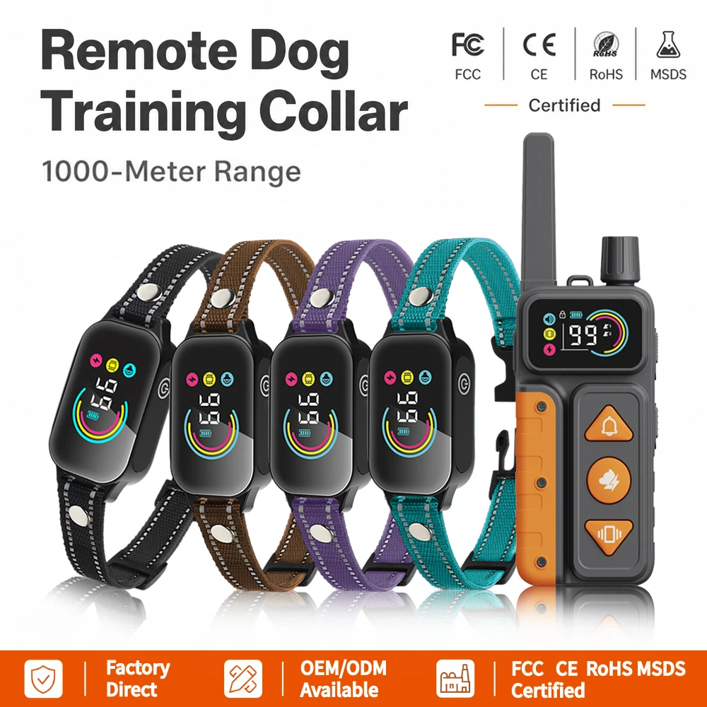 1000mの範囲で使用可能な、2匹の犬に対応した充電式リモコ - Dog Training Collar Remote 1000M Beep のレビューと価格