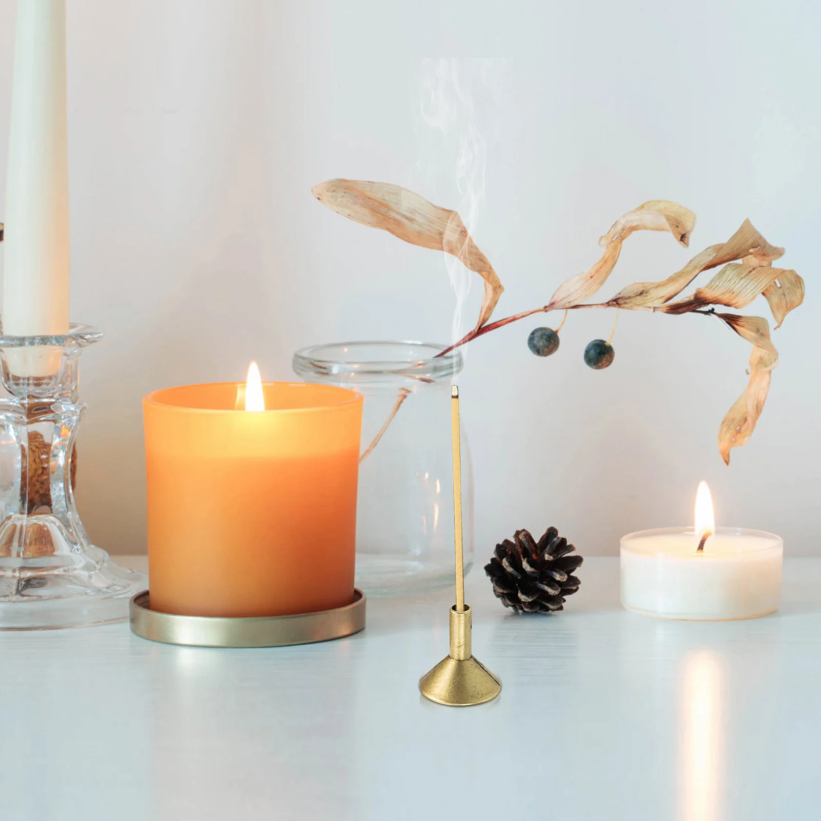 

50Pcs Incense Cone Trays Alloy Backflow Burner Holder Rack Premium Metal Censer Support for Home Yoga Room Decor