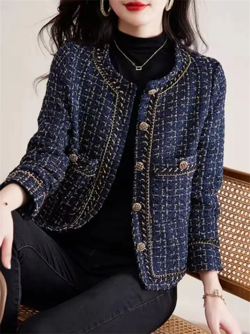 Pop Fashion Women Long Sleeved Small Fragrant Jacket 2025 Autumn Single-breasted Buttons Short Basic Coat Casual Versatile Top