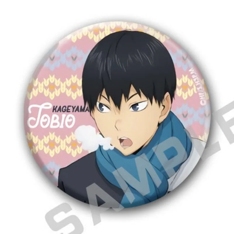 Shoyo Hinata Tobio Kageyama Anime Badge Haikyuu 58mm Round Brooch Collection Kawaii Cartoon Goods Bag Pendent Decor Collection