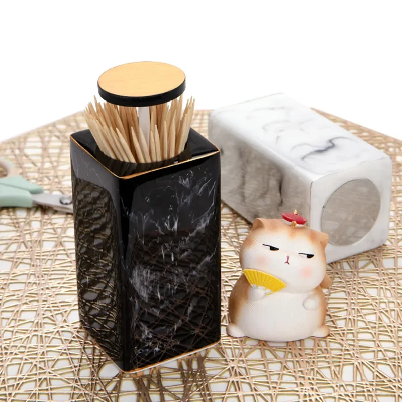 Household Toothpick Holder Cotton Swab Box Living Room Bathroom Desktop Toothpick Jar Hotel Restaurant Portable Storage Box