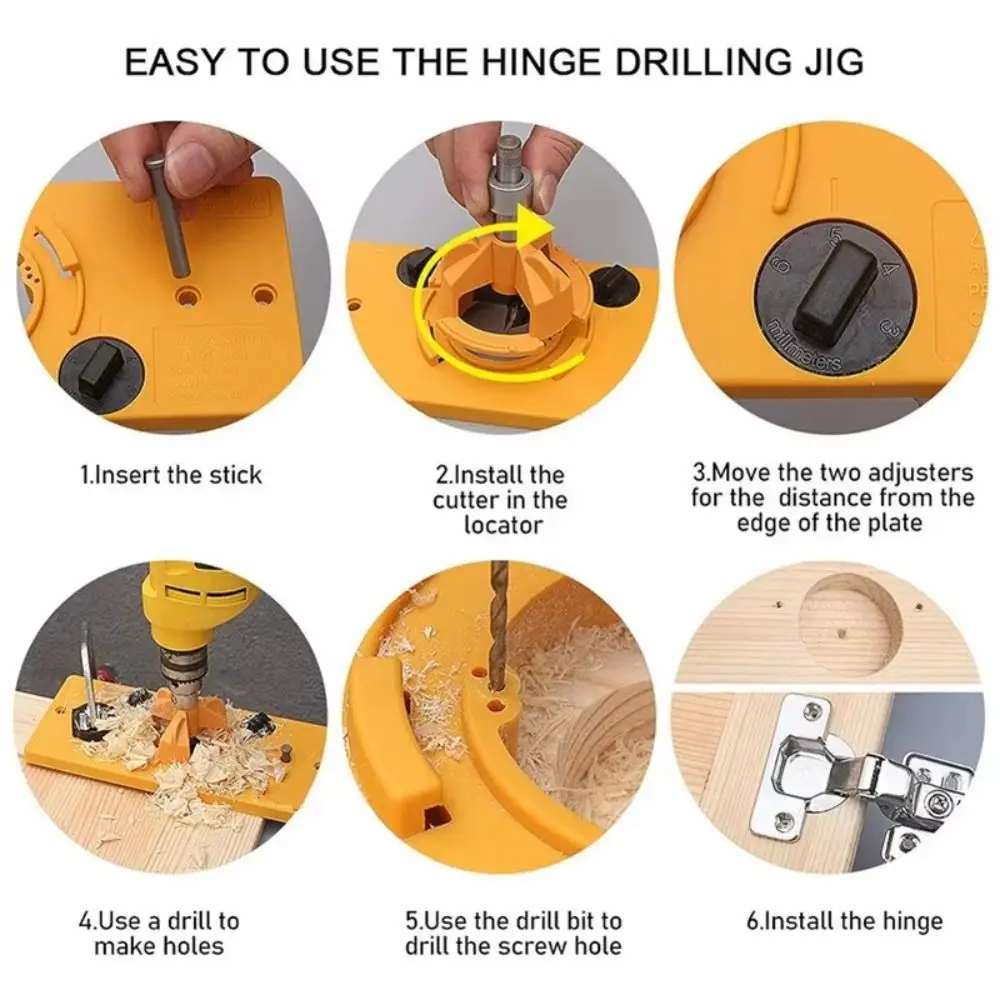 Drilling Hinge Hole Tool Kit Positioning Hinge Hole Locator Boring Guide Door Hole Template Cup Style Hinge Jig