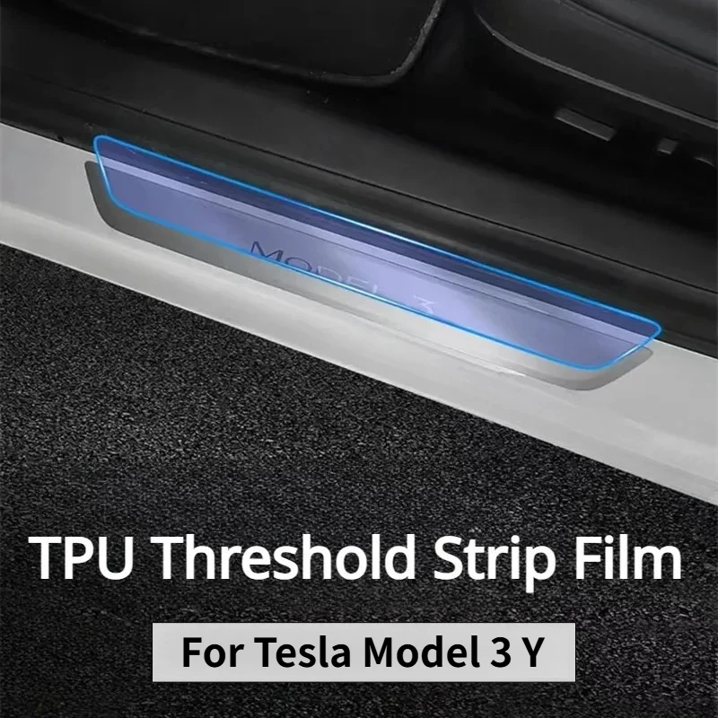 

Threshold Strip Film for Tesla Model 3 Y TPU Transparent Welcome Pedal Film Anti Scratch Protective Modely Model3 Accessories
