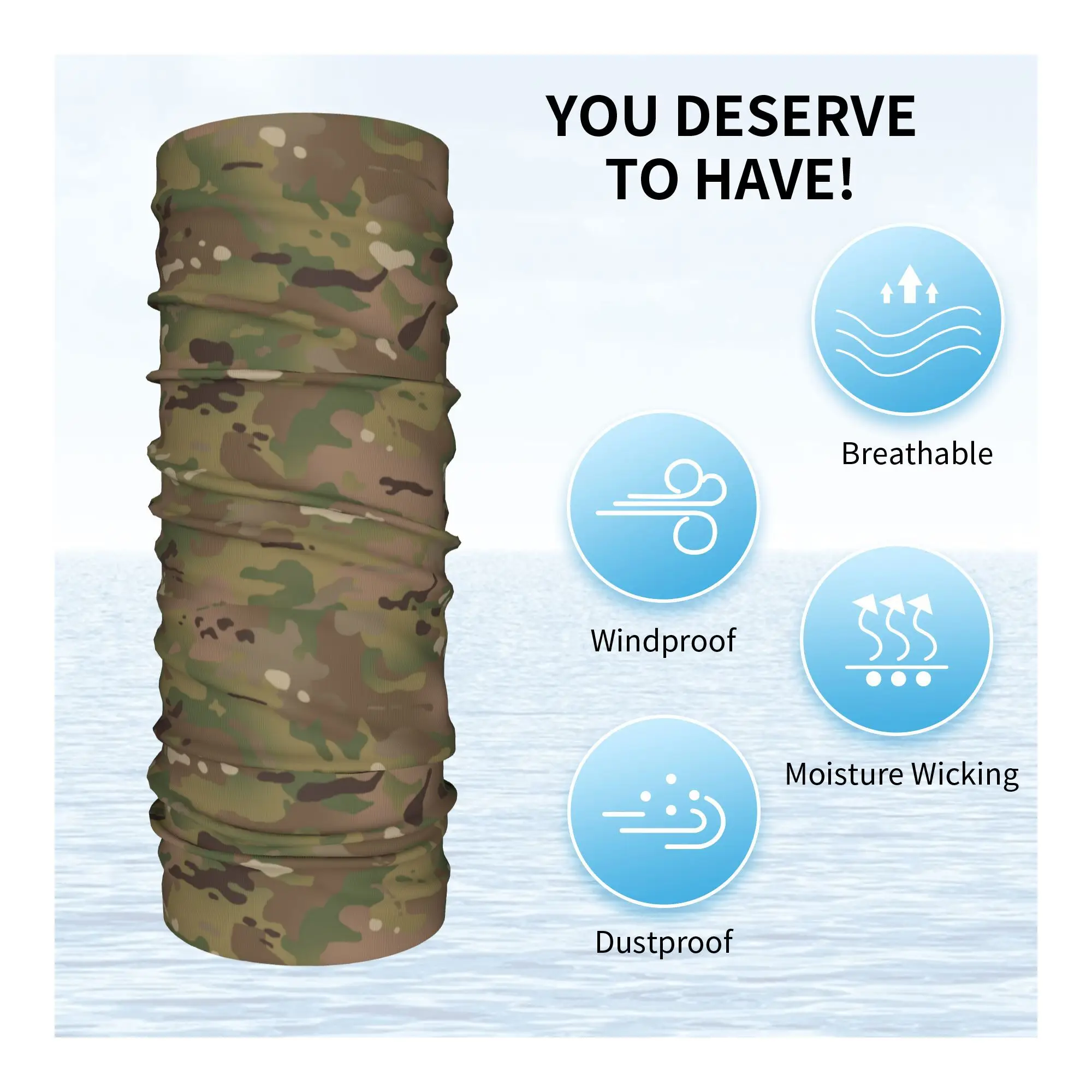 Chusta Bandana z Własnym Wzorem Kamuflażu Wojskowego Ocieplacz na Szyję Męski Damski Zimowy Szalik Narciarski Turystyczny Komin Taktyczny Wojskowy Maskownica na Twarz