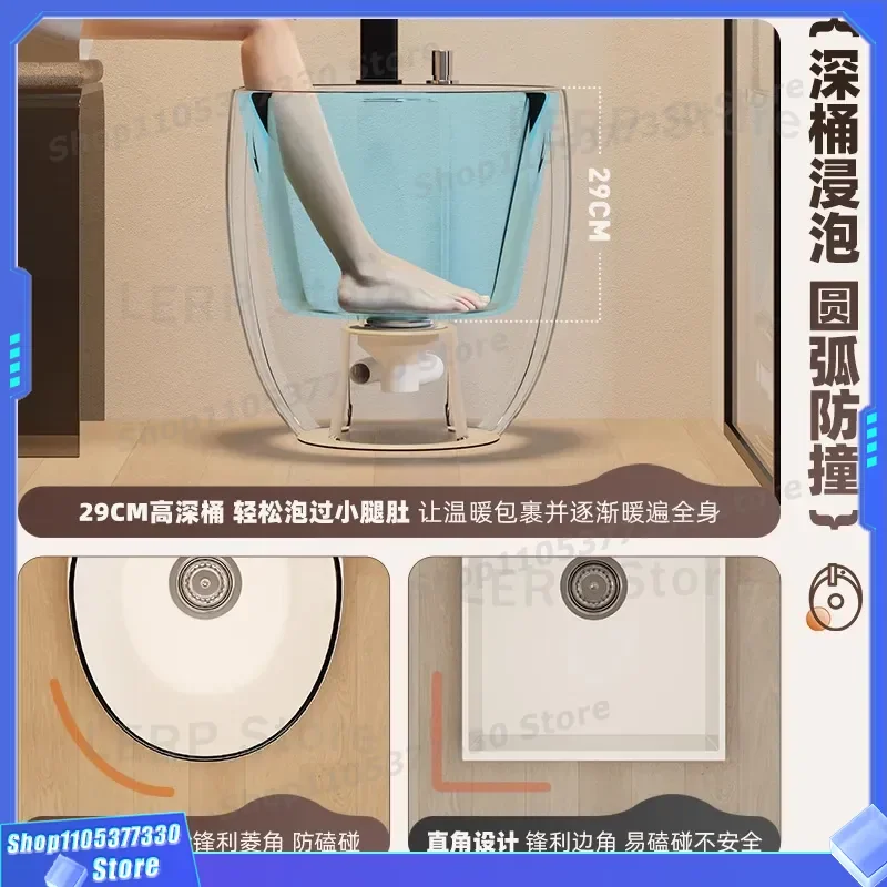 Deepened Ceramic Foot Soaking Basin Goose Egg Shaped Washing Pool for Bathroom Multifunctional Floor Type Mop Bucket Large