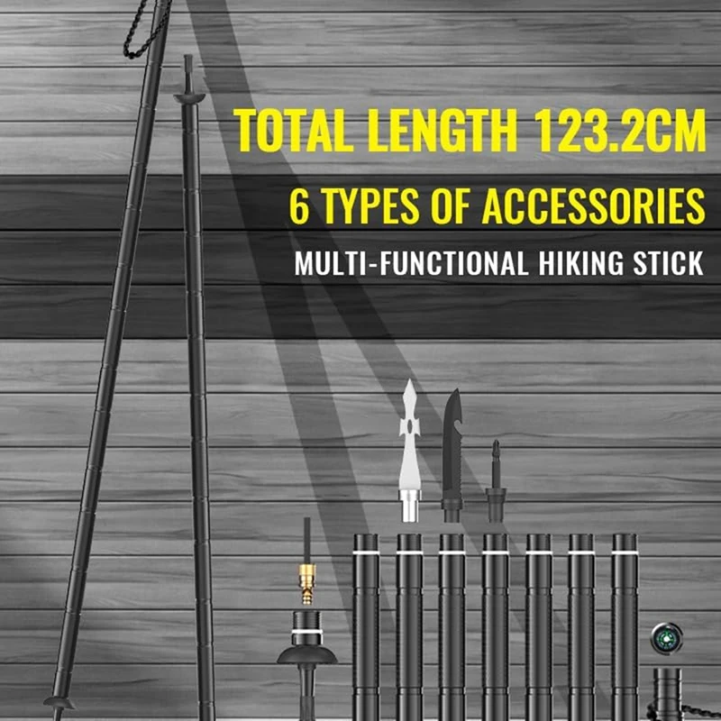 

Складная походная треккинговая палка, алюминиевая трость регулируемой длины, треккинговый персонал с запирающимся механизмом [AA74-AAA]