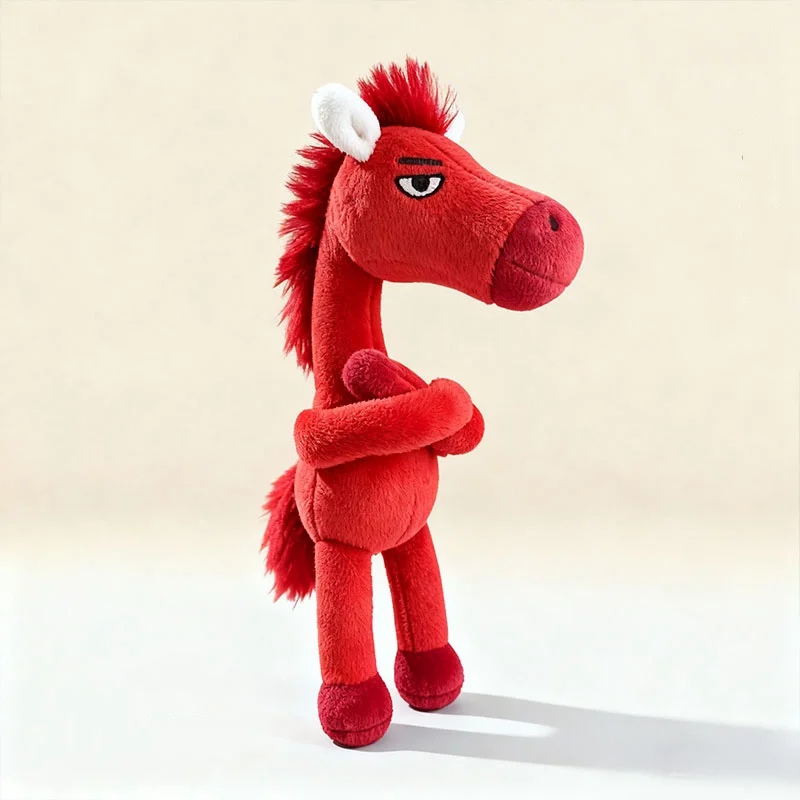 かわいい赤黒の馬のぬいぐるみおもちゃペンダント漫画動物ぬいぐるみ人形キーホルダーペンダント車バッグぬいぐるみキーリング