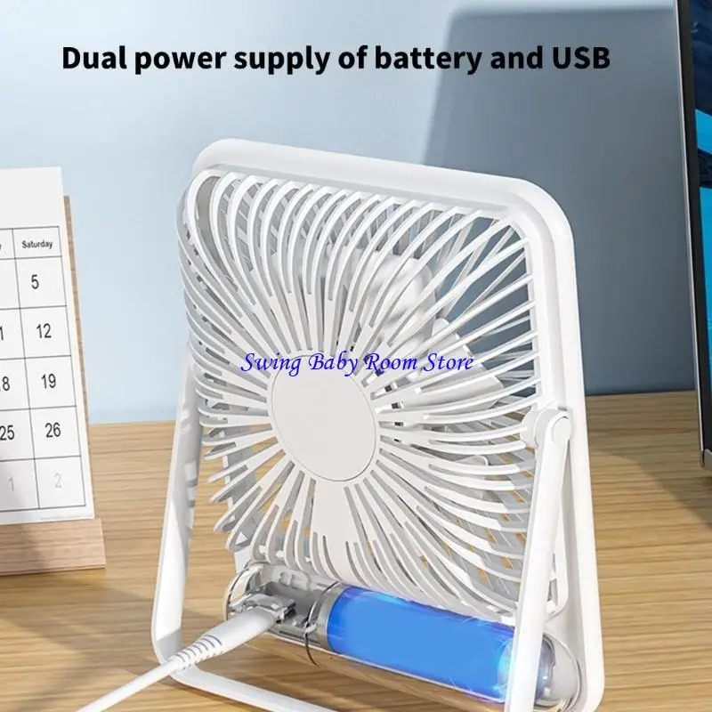 Portable USB Charging Small Desk Fan with 3 Speed Setting Portable Bedside Fan Convenient Small Fan for Quiet Cooling