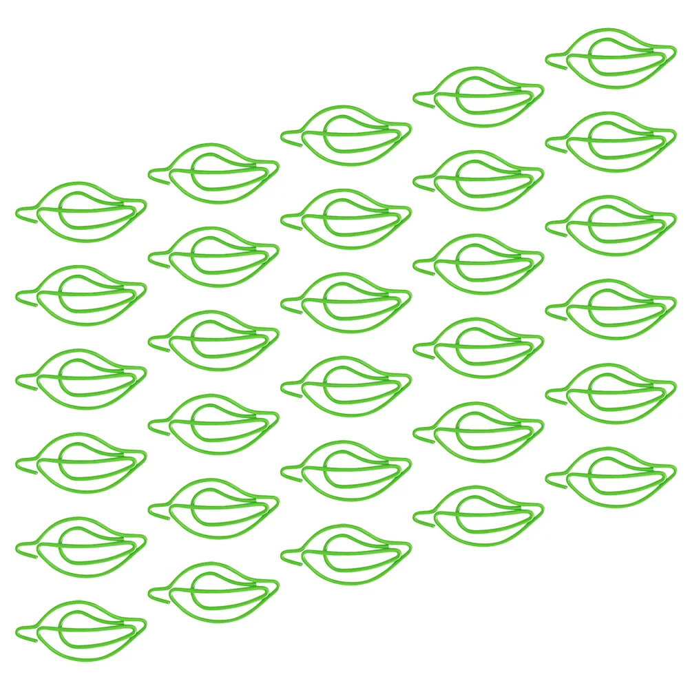 30 Pcs Leaf Paper Clip Office Supplies Fun Clips Tiny Bookmark Metal Creative Paperclips Shaped Student