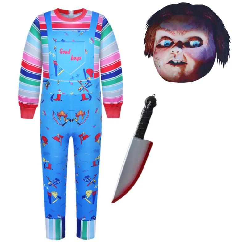 Halloween Childs P-Play Chucky Cosplay Bride of Chucky Costume for Kids Boy Girl Funny Horror Scary Carnival Party Xtmas Costume