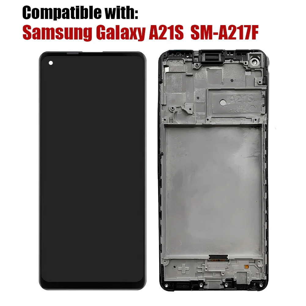 

AMOLED for Samsung Galaxy A21S SM-A217F LCD Display Touch Screen Digitizer Assembly Parts Replacement with Frame