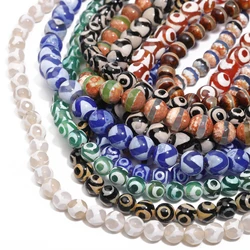 6/8/10mm Natural Dzi Agate Beads Tibetan Prayer Mystical Ancient Round Beads for Jewelry Making DIY Vintage Bracelet Accessories