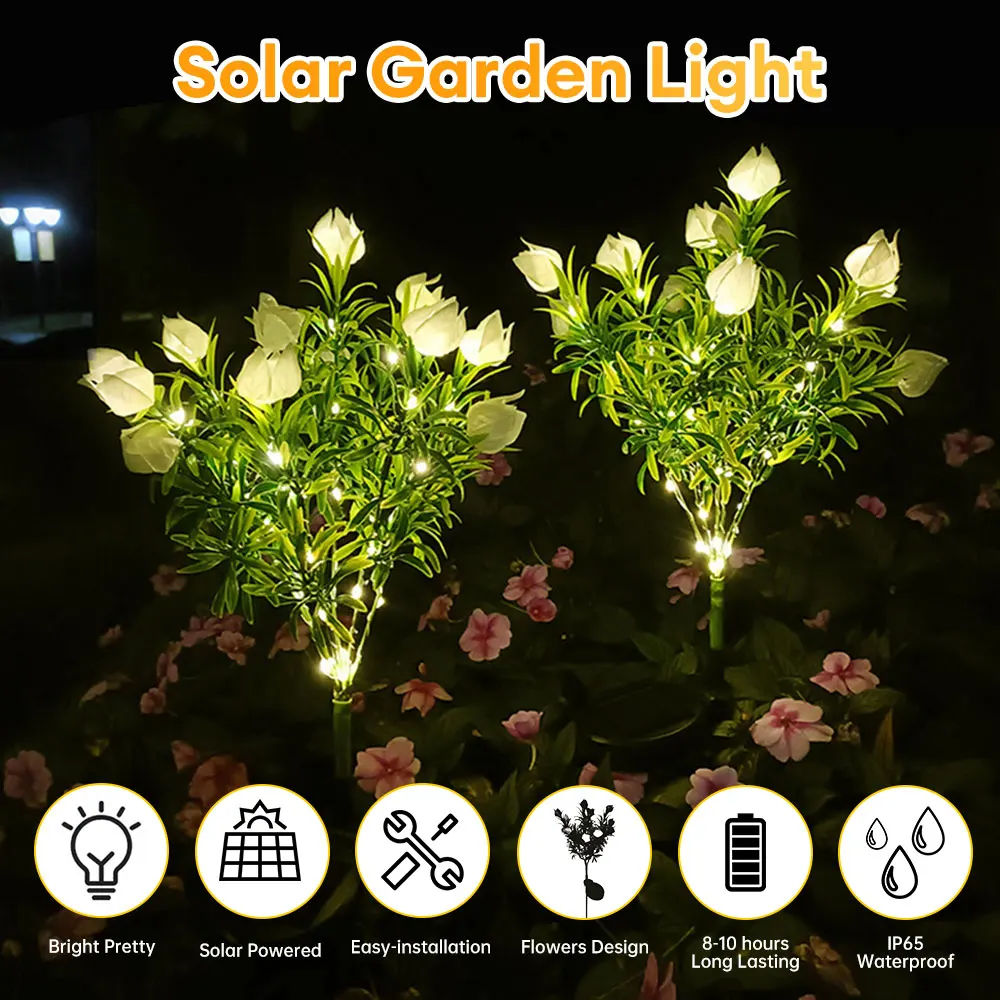 Imagem -03 - Impermeável Solar Jardim Luz Árvore Artificial Flores Luzes ao ar Livre Paisagem Caminho Quintal Gramado Decoração Iluminação 42led