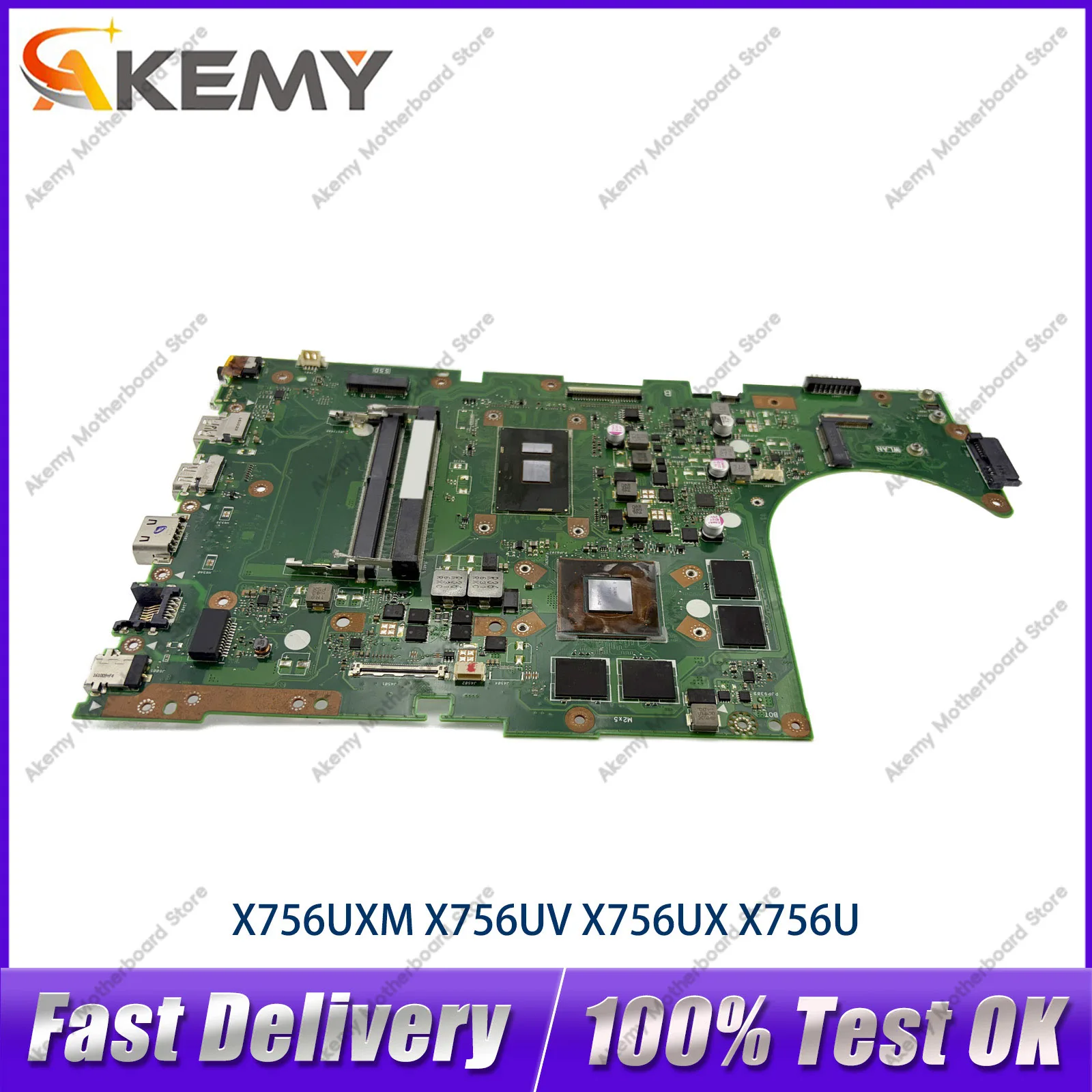 

X756UV Laptop Motherboard For ASUS X756UJ X756UAK X756UQK A756U X756UR X756UV X756UXM X756U X756UQ Mainboard With I3 I5 I7 CPU