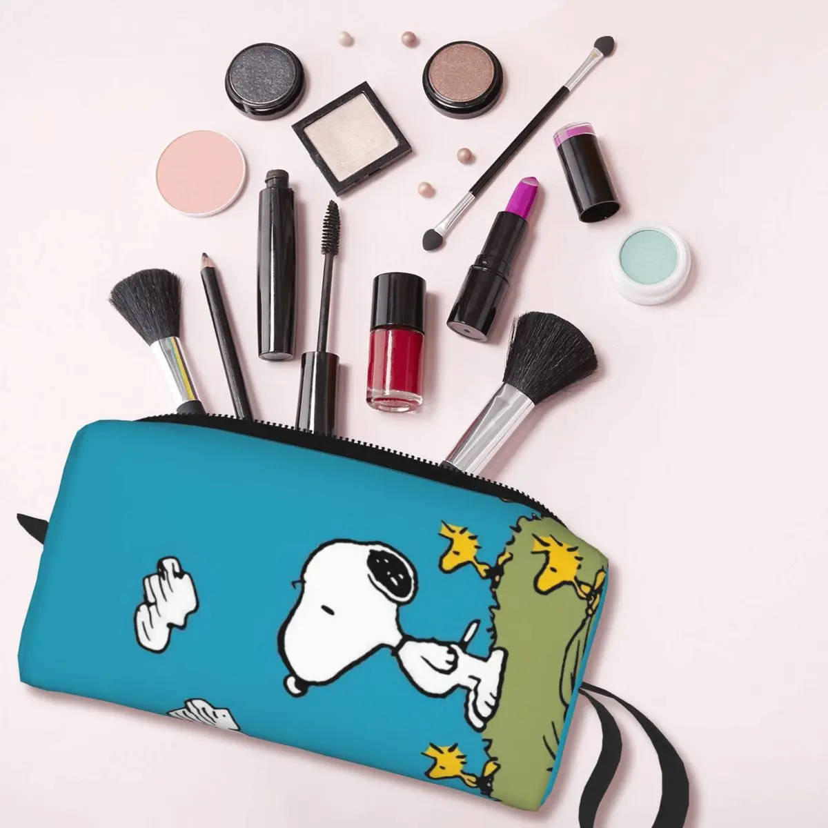 Custom Snoopy And The Birds Toiletry Bag Women Disney Cosmetic Makeup Organizer Lady Beauty Storage Dopp Kit Box