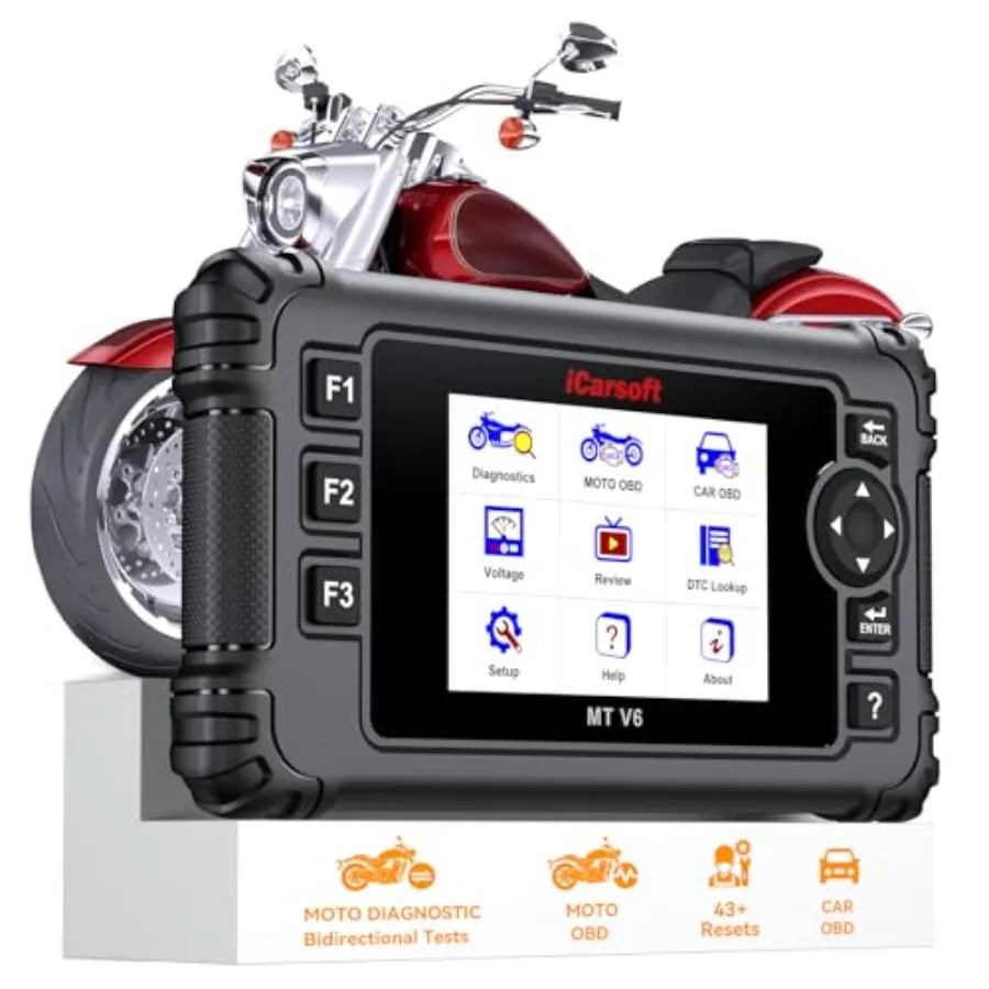 MT V6 Motorrad-Diagnose-Scan-Tool für Harley All System Motorrad-OBD2-Scanner mit 57 Betätigungstests, 43 Spezialfunktionen
