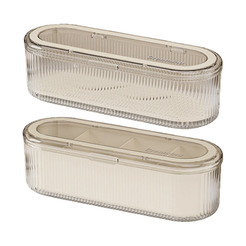 Przezroczysty organizer na pędzle do makijażu, pudełko do przechowywania gąbeczek do pudru i kosmetyków typu beauty egg, stojak do suszenia z pokrywką, pyłoszczelny pojemnik na narzędzia kosmetyczne.