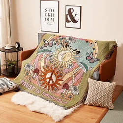 Bohemian Double Sided Blankets Outdoor Beach Picnic Blanket Boho Linen Bed Blankets Sofa Mats Travel Rug Tassels Dropshipping